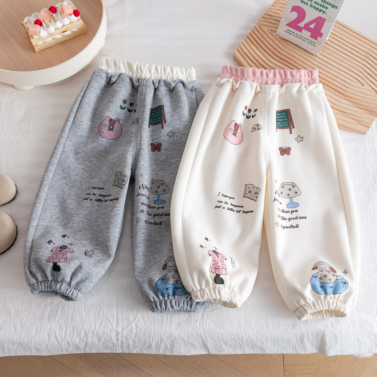 女童春季2026新款可爱印花休闲运动裤女宝宝时尚百搭韩版长裤子潮