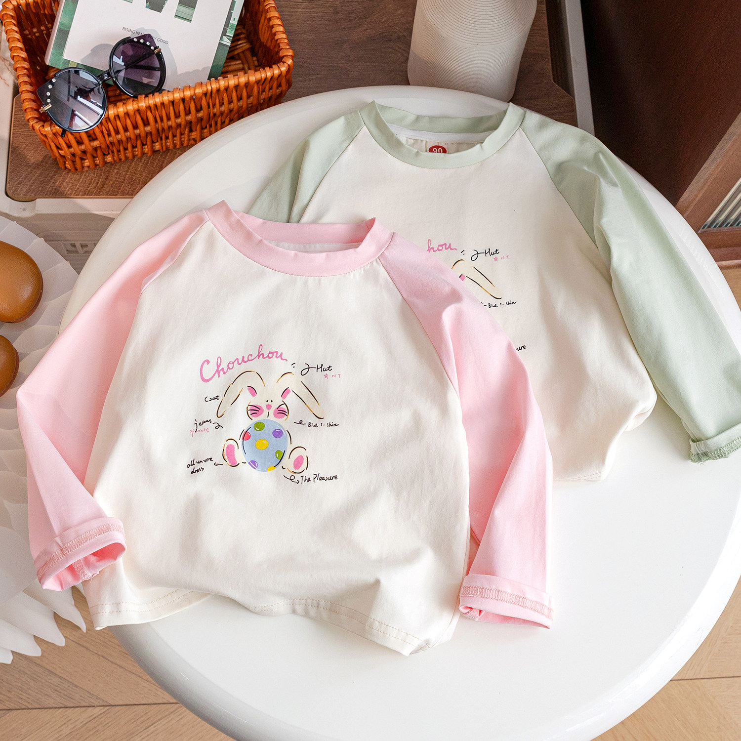 女童长袖T恤2025春秋新款儿童韩版洋气宝宝插肩袖春秋打底衫上衣,童装/婴儿装/亲子装,T恤,淘宝优惠券,粉丝福利购,淘宝优惠卷