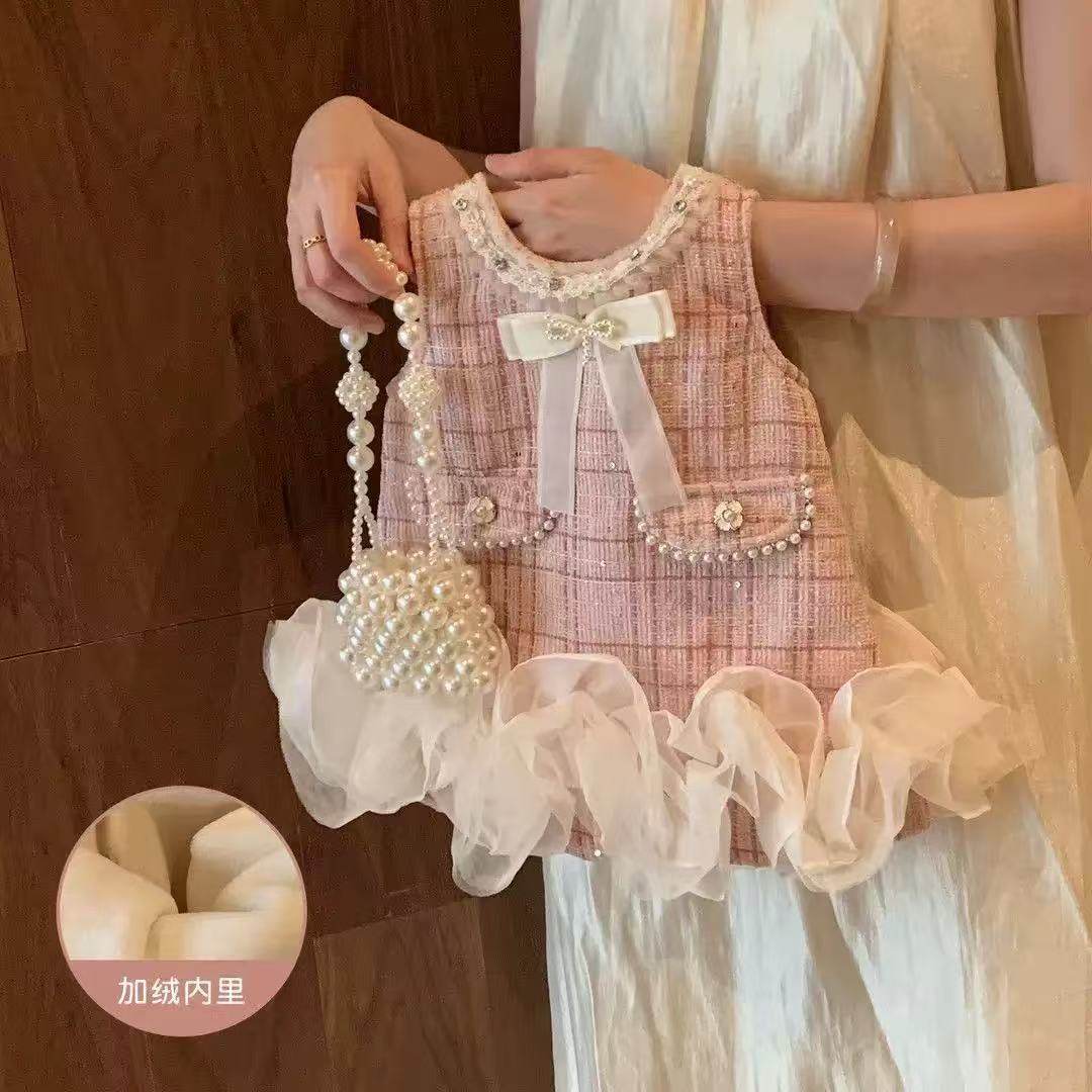 女童小香风公主裙秋冬背心裙小童2025新款高端周岁礼服女宝宝裙子,童装/婴儿装/亲子装,儿童礼服,淘宝优惠券,粉丝福利购,淘宝优惠卷