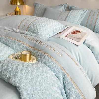 不掉毛牛奶绒冬季兔毛绒四件套