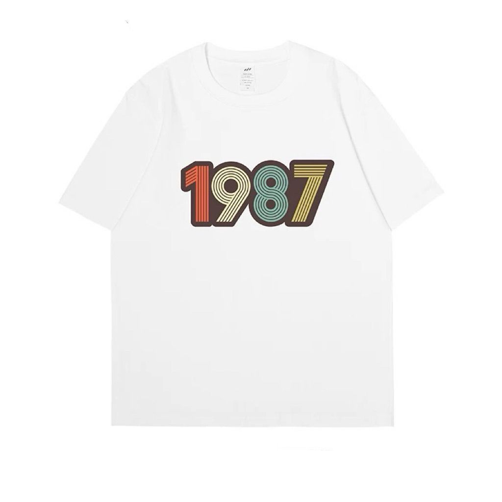美式复古潮牌1987印花短袖T恤男女宽松休闲圆领半袖t恤定制上衣服