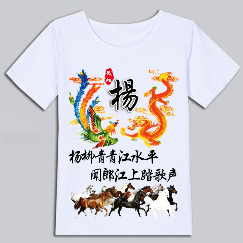 中国风百家姓氏龙凤呈祥T恤