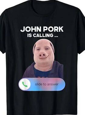 John Pork 欧美搞笑时尚约翰·波克潮流圆领短袖T恤男女定制衣服