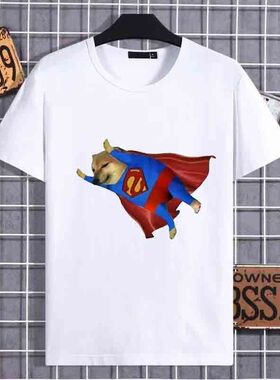 夏季新款短袖t恤搞怪超人柴犬Cheems狗子T恤抽象表情包上衣潮男女