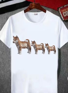 2025新款短袖t恤学生恶搞站岗柴犬Cheems狗子衣服夏季沙雕男女T恤