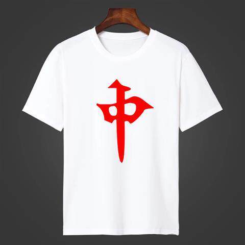 麻将牌花图案T恤红中发财印花