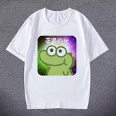 抹茶旦旦干饭人短袖 T恤呆萌小鳄鱼表情包上衣男女学生童装 百搭t恤