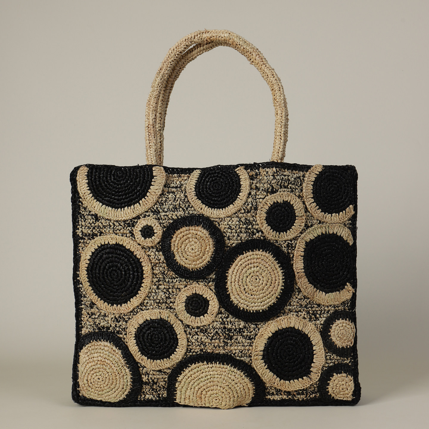 法式优雅黑色拉菲草包纯手工编织高品质气质方包大容量手提包女,箱包皮具/热销女包/男包,编织包,淘宝优惠券,粉丝福利购,淘宝优惠卷