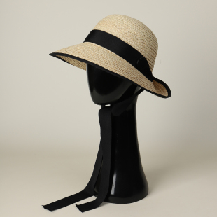 草帽遮阳帽子 新款 优雅飘带宽檐盆帽夏季 出游沙滩草帽女26年时尚