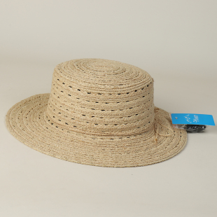 质感时尚 平顶拉菲草帽宽檐遮阳透气镂空手工草编平沿帽女户外出游