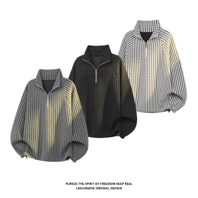 NOT UGLY店铺新品潮流时尚青少年个性大码鱼骨纹套头长袖T恤衣服