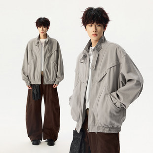 NOT UGLY店铺ttbro叁佰oaoo复古廓形裁剪拼接立领潮短款夹克外套