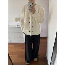 tachiism新品韩版时尚个性潮流百搭小香风针织开衫棒球领毛衣外套