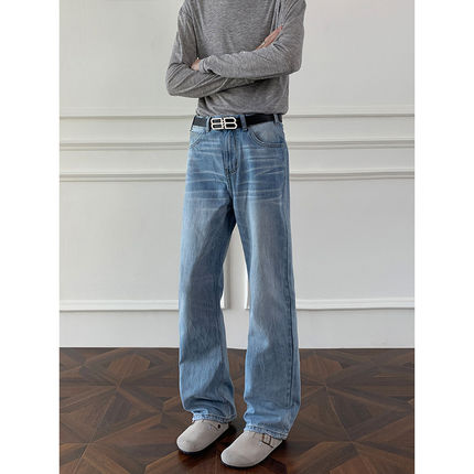 OaOO线上店铺叁佰TTBRO新品NOT UGLY潮微喇扎花闪电纹牛仔裤