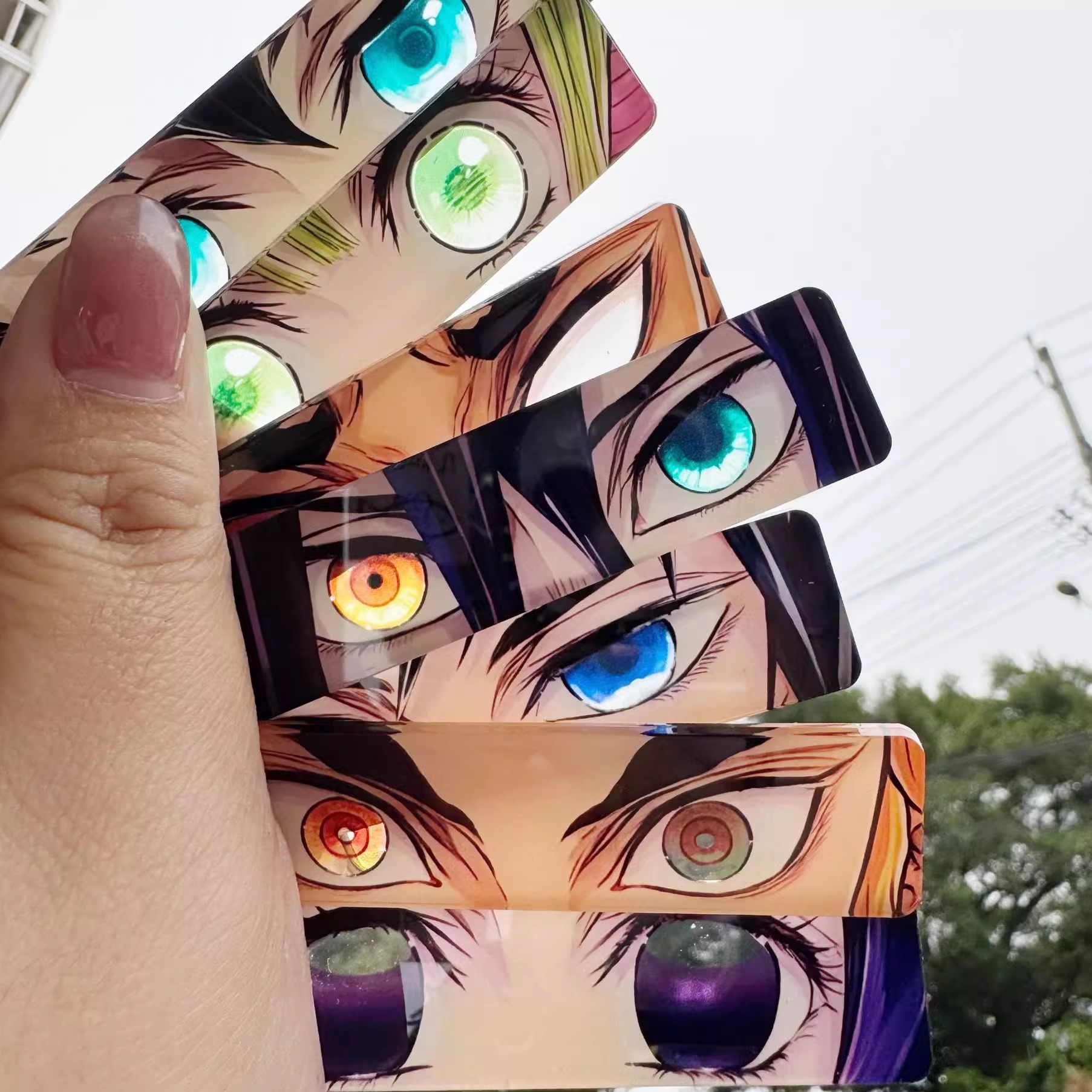 新款鬼灭之刃钥匙扣小红书同款蝴蝶忍眼睛透卡富冈义勇亚克力挂件