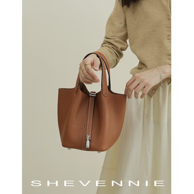 TC皮沙菲线版形正真皮水桶包牛皮