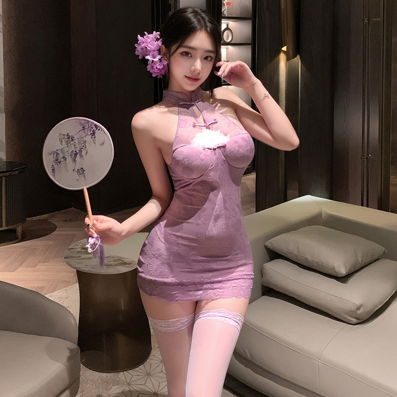 霏慕新中式挂脖盘扣蕾丝旗袍连衣裙女2025新款夏季裙子性感包臀裙,女装/女士精品,连衣裙,淘宝优惠券,粉丝福利购,淘宝优惠卷