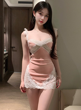 霏慕迷欲情丝蕾丝拼接连衣裙睡裙女2025新款性感秋季睡衣轻熟御姐