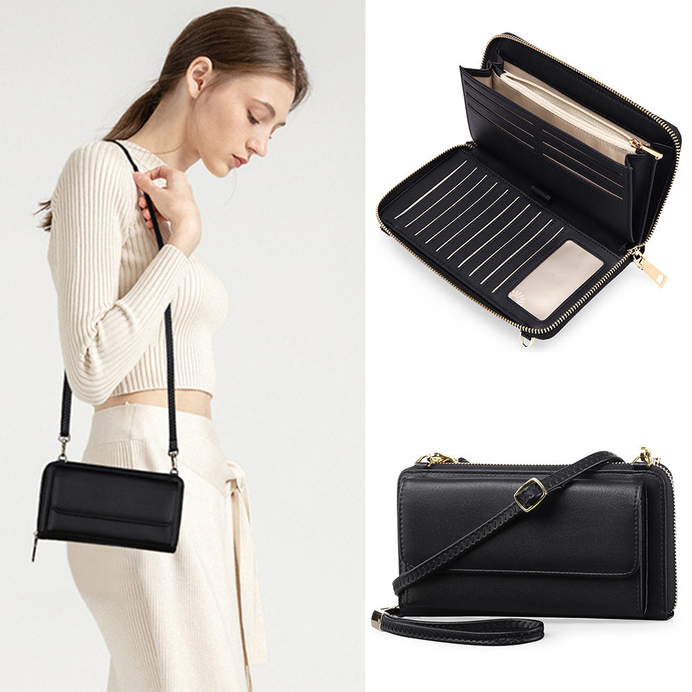 女款真皮钱包RFI防盗刷牛皮手机包大容量多功能女斜挎手拿包现货