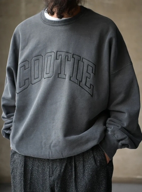 COOTIE Pigment Dyed Open Sweat Crew 25AW蜡染刺绣宽松插兜卫衣
