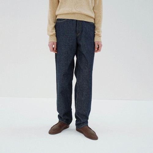 AURALEE绳染强捻棉宽松牛仔裤