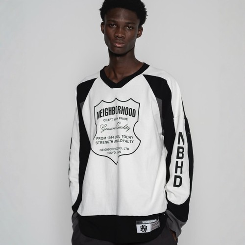 NEIGHBORHOOD印花V领运动长袖T恤