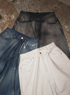 ANCELLM AGING WIDE 5P DENIM PANTS 25SS做旧染色油漆五袋牛仔裤