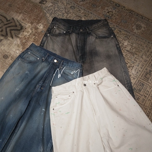 ANCELLM AGING WIDE 5P DENIM PANTS 25SS做旧染色油漆五袋牛仔裤