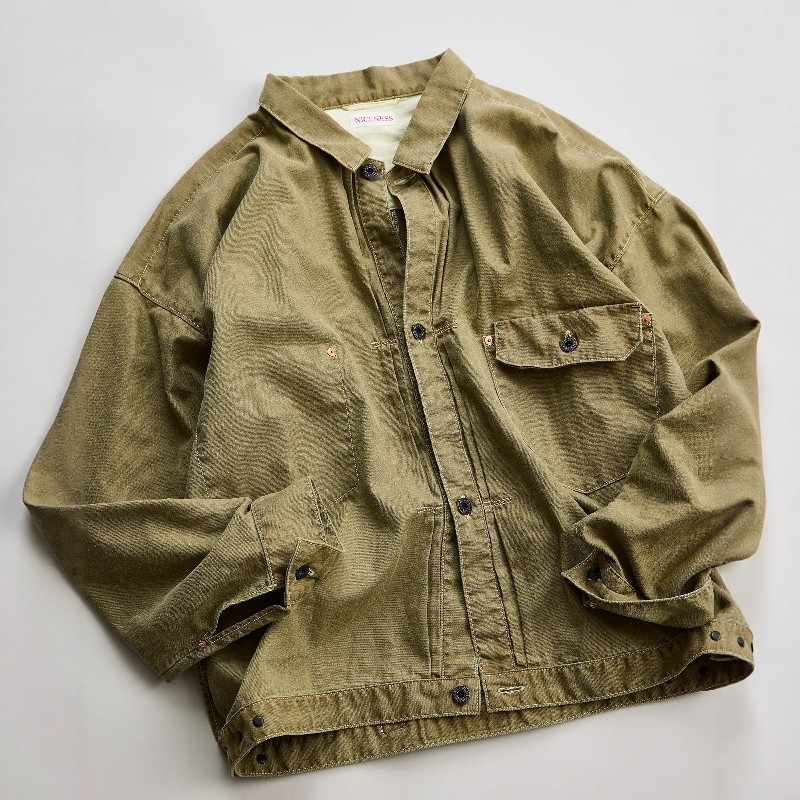 NICENESS Herringbone Trucker Jacket 26SS 亚麻混纺人字纹夹克