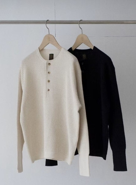 BATONER THERMAL HENLEY NECK 26SS 海岛棉华夫格亨利领长袖T恤