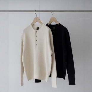 BATONER THERMAL HENLEY NECK 26SS 海岛棉华夫格亨利领长袖T恤