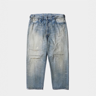 No.37 Pants26SS刀割破坏油漆牛仔裤 Washed Denim Wide A.PRESSE