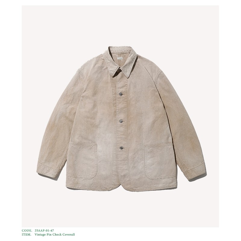 A.PRESSE Vintage Pin Check Coverall 25AW复古水洗做旧工装夹克