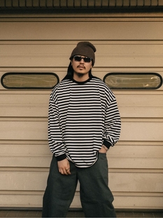 COOTIE POLYESTER BORDER L/S TEE24SS天竺棉吸汗速干条纹长袖T恤