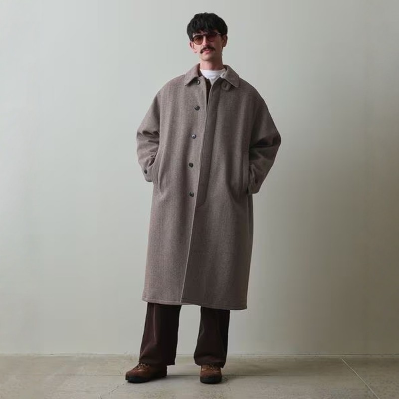 Steven Alan wool Balmachan Coat 24AW 夹棉人字纹巴尔马肯风衣