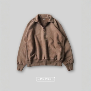 A.PRESSE Vintage Half Zip Sweatshirt 26SS 复古做旧半拉链卫衣