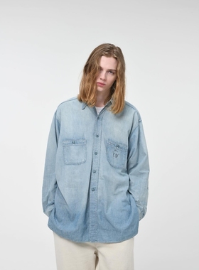BOWWOW USN SAILORS CHAMBRAY SHIRTS 24AW 复古做旧水洗印花衬衫