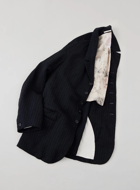 NICENESS D.SLASH Tailored Jacket 25AW 羊毛亚麻条纹西装夹克