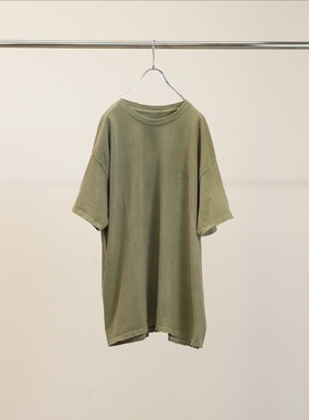 ANCELLM EMBROIDERY T-SHIRT 26SS 复古做旧染色刺绣宽松短袖T恤