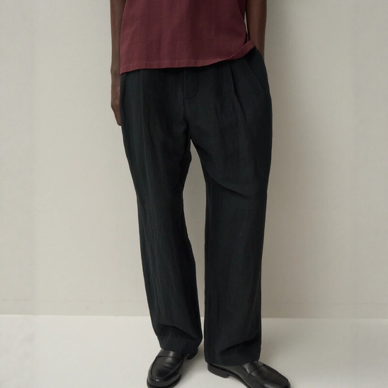 ATON COTTON LINEN VOILE EASY PANTS 25SS 亚麻混纺速干双褶长裤