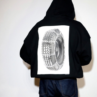 Print 25AW艺术家背后印花加绒宽松帽衫 Sweat Hoodie Zip COOTIE