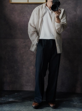 MAATEE&SONS Fringe Shirts 26SS 宽松格纹破坏流苏立领长袖衬衫