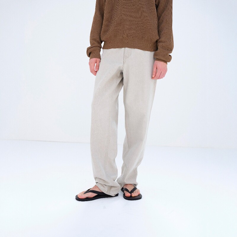 AURALEE FADED BROWN DENIM PANTS 26SS 强捻做旧牛仔微锥阔腿裤