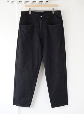 COMOLI Black denim tapered pants 25AW 黑色牛仔宽松锥形牛仔裤