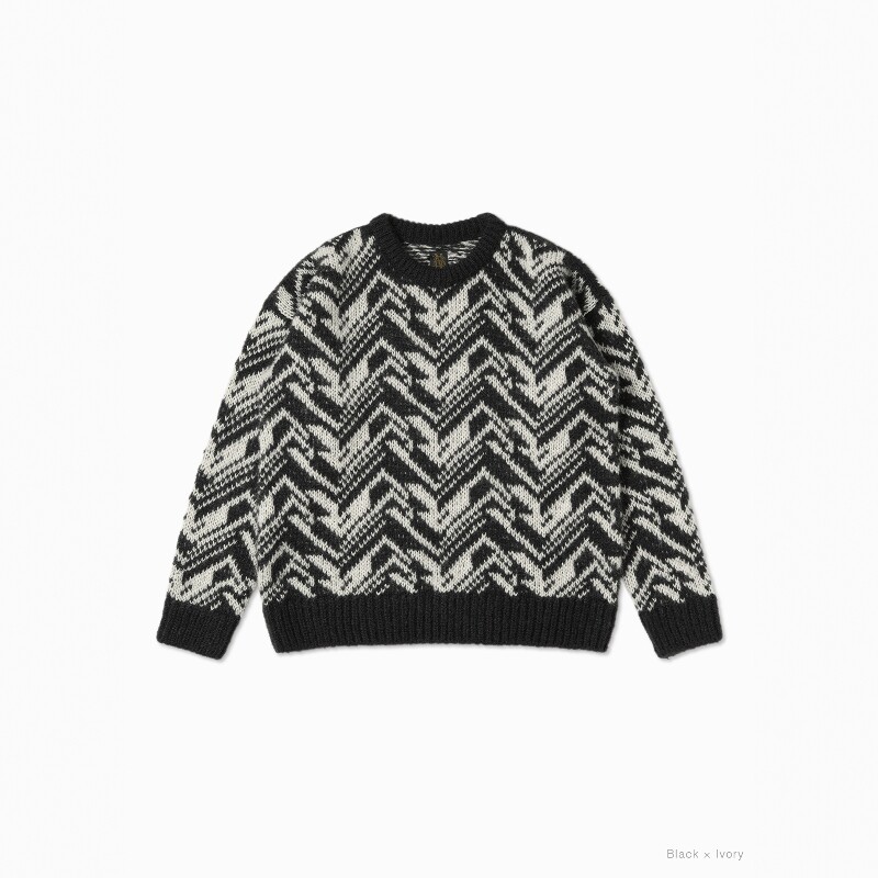 BATONER SNOW MOUNTAIN JACQUARD CREW NECK 25AW 雪山提花针织衫