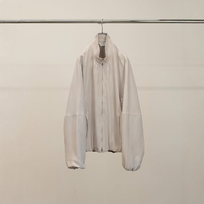 ANCELLM人造丝领口打褶拉链夹克