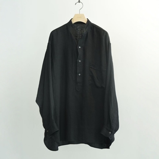 COMOLI Linen W-CROSS Shirt 26SS 亚麻双层纺织套头立领长袖衬衫
