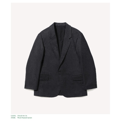 A.PRESSE羊毛法兰绒单扣西装夹克