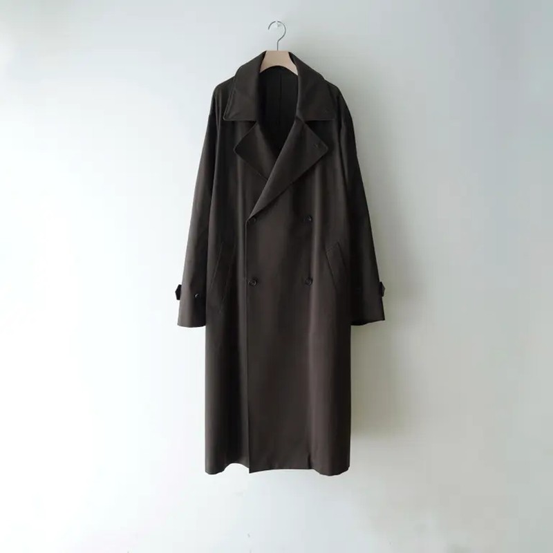 ssstein Cotton Satin Double Breasted Coat 26SS皮领双排扣风衣