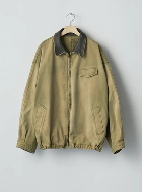ssstein DYED CORD VINTAGE ZIP JACKET 25AW 做旧硫化染皮领夹克
